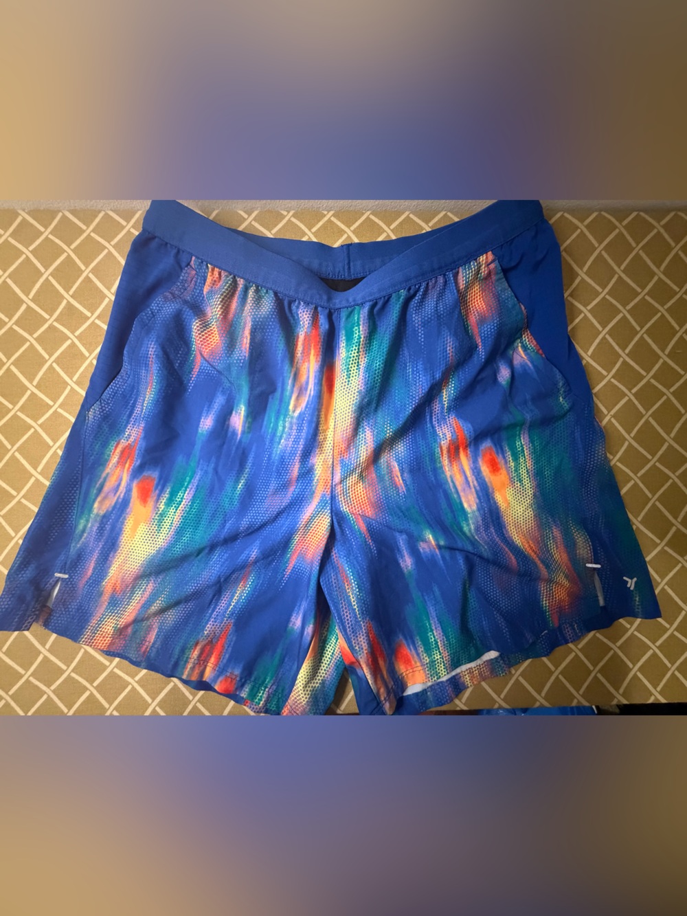 Old Navy Active Men’s Small 2-in-1 Running Shorts Blue Multicolor Quick Dry